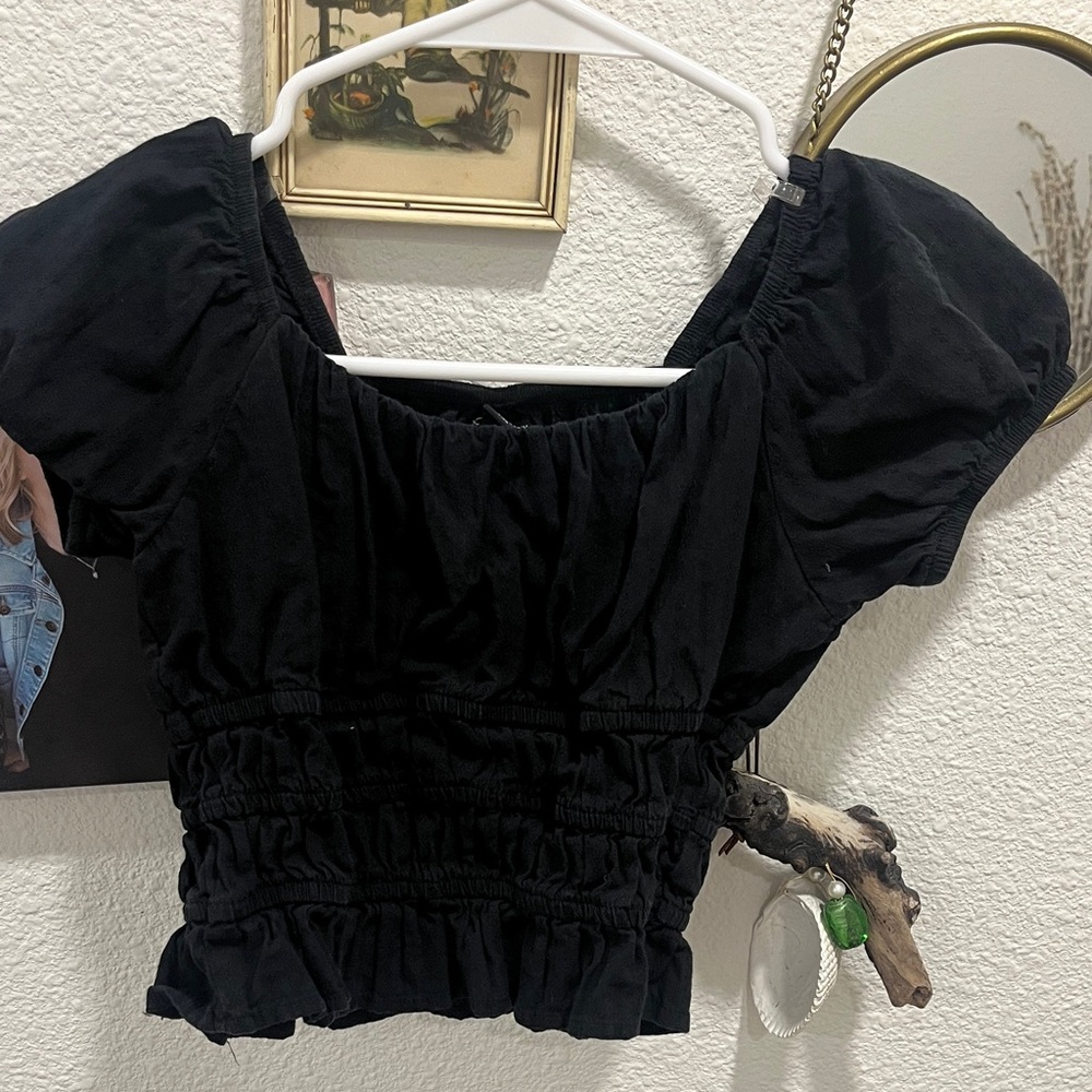 Art Class Black Ruffled Blouse